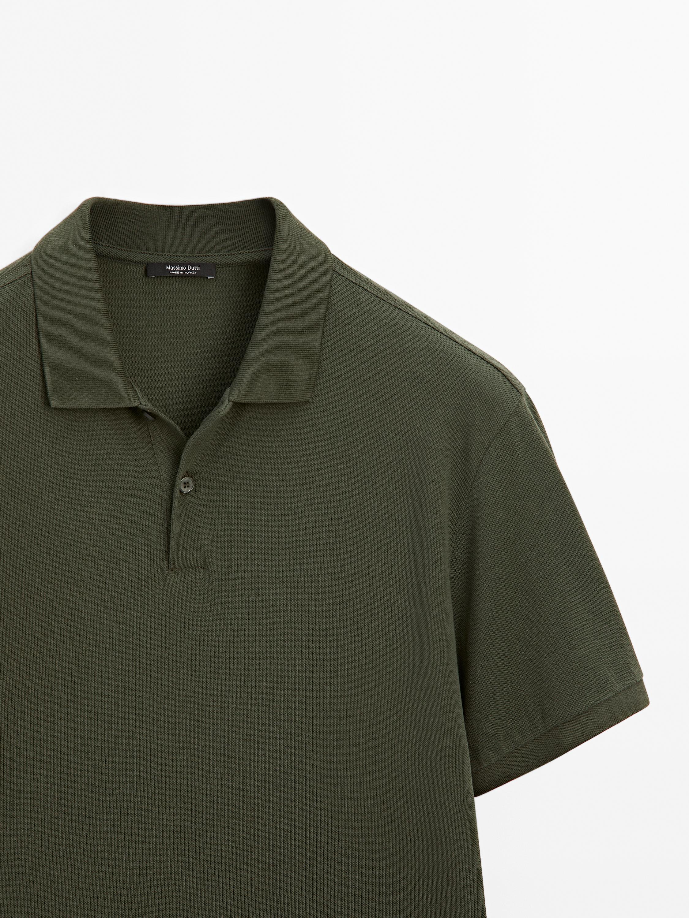 Micro textured piqué cotton polo shirt